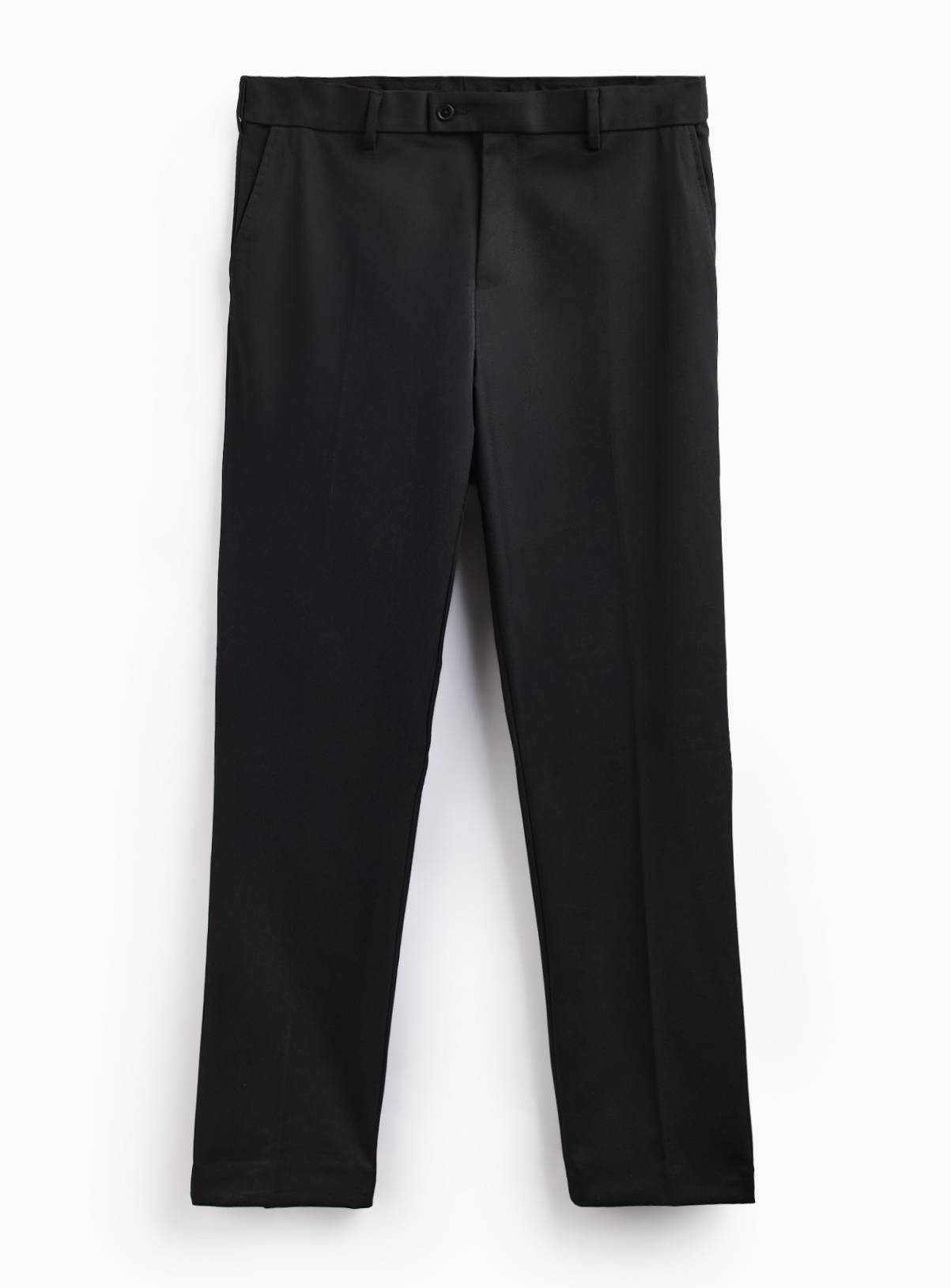 Black Regular Fit Expandable Waist Twill Trousers W34 L33 - Image 3