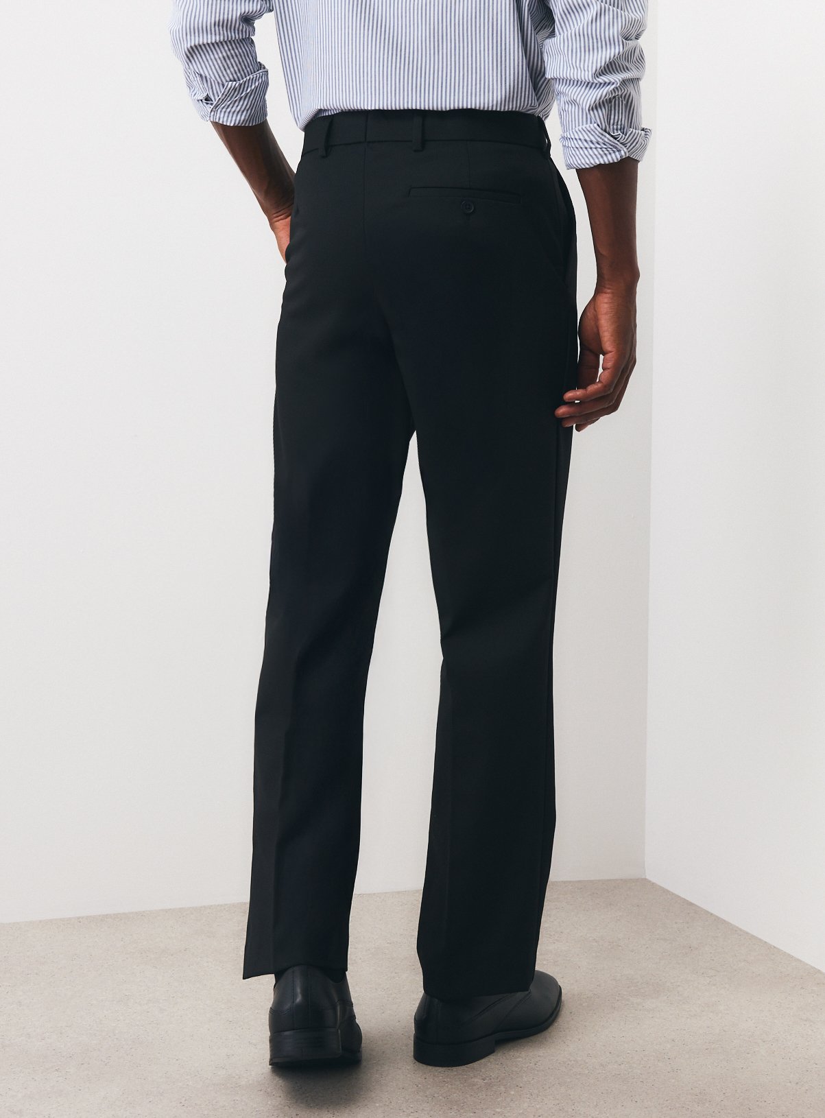 Black Regular Fit Expandable Waist Twill Trousers W34 L33 - Image 5 thumbnail