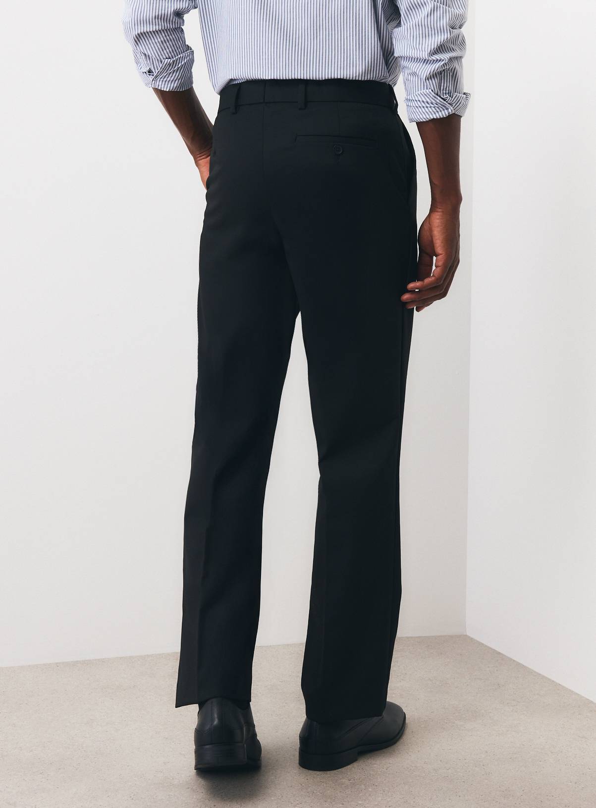 Black Regular Fit Expandable Waist Twill Trousers W34 L33 - Image 5