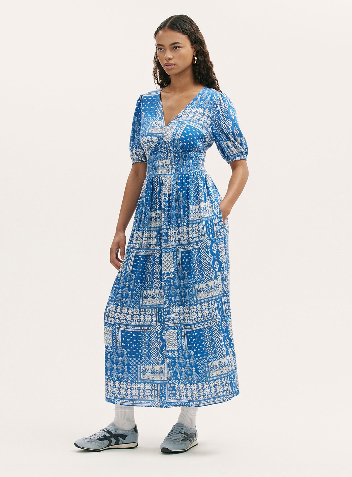 FINERY Kiara Dress Blue Aztec 20 - Image 2 thumbnail