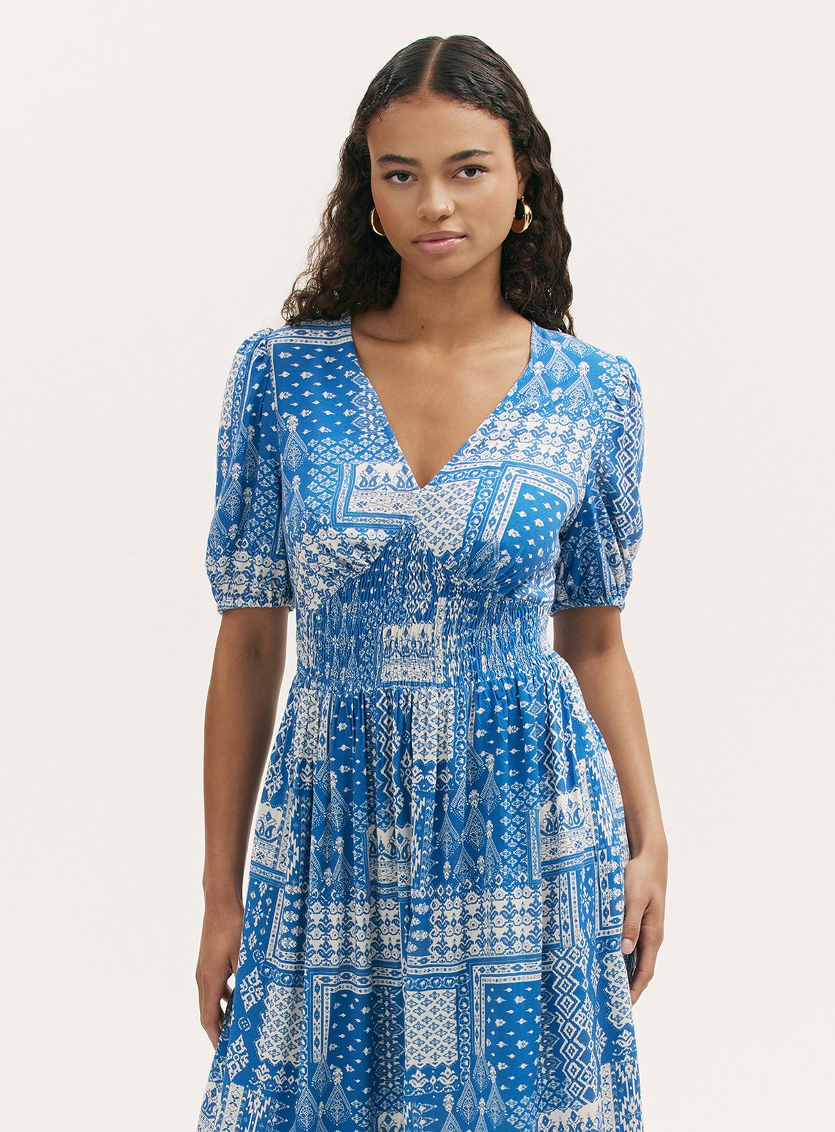 FINERY Kiara Dress Blue Aztec 20 - Image 3 thumbnail