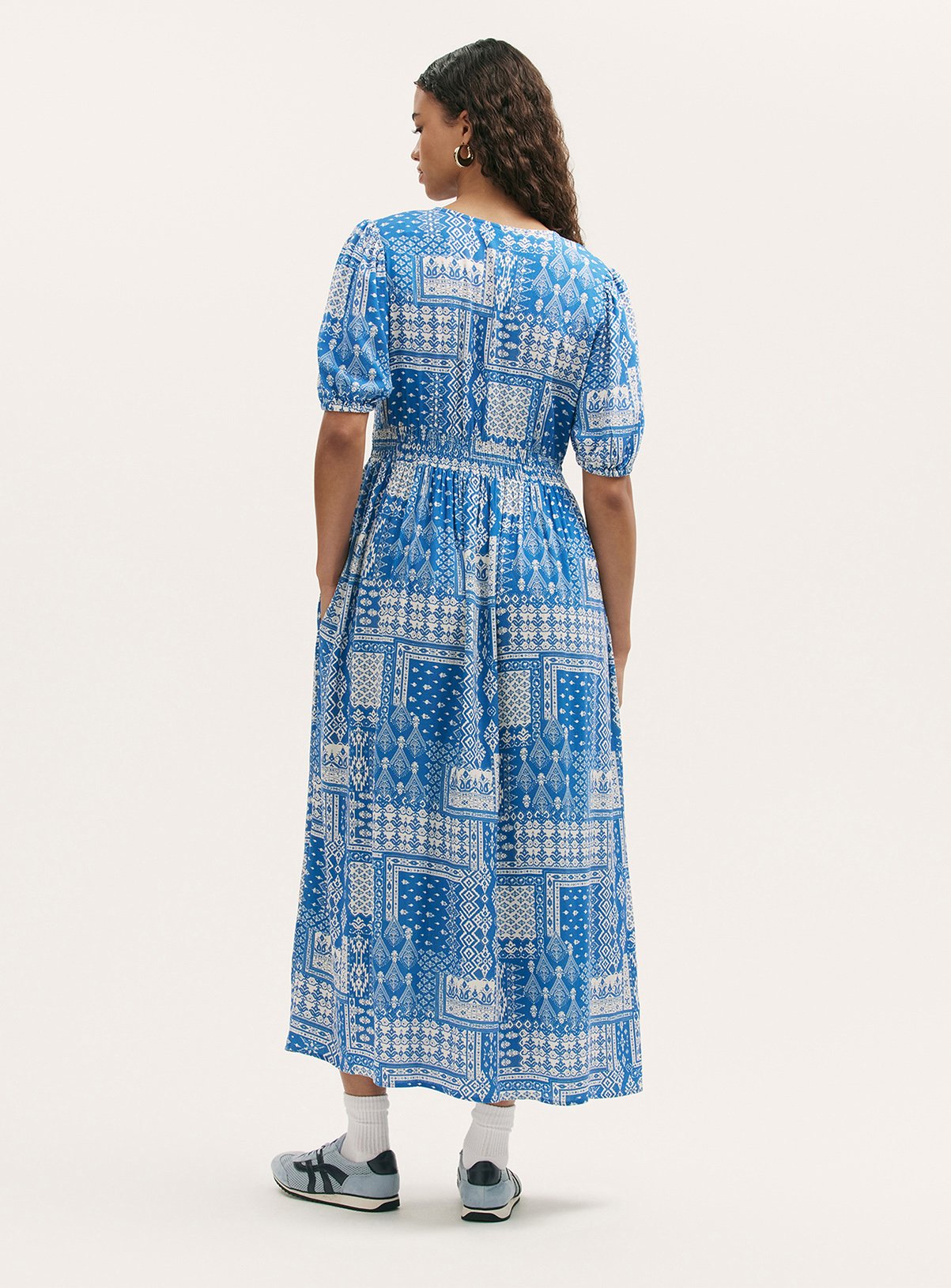 FINERY Kiara Dress Blue Aztec 20 - Image 4 thumbnail