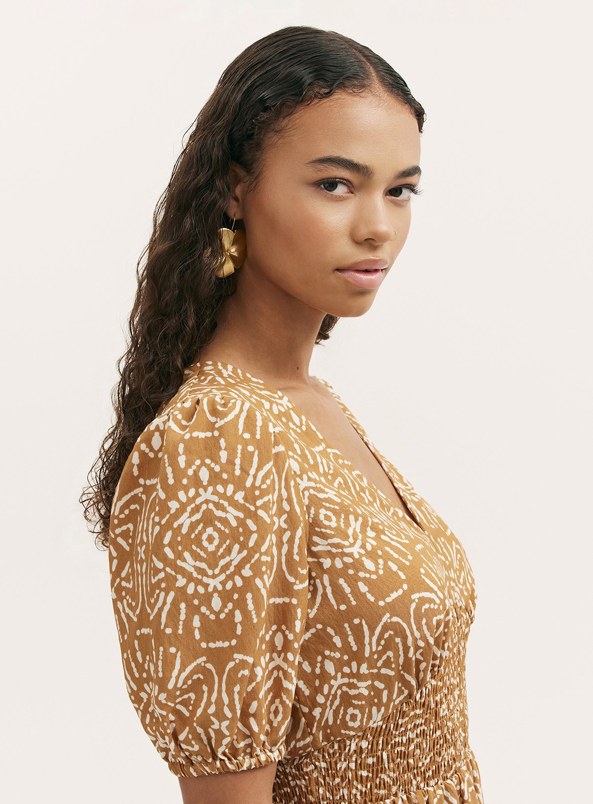 FINERY Kiara Dress Brown Batik 14 - Image 3 thumbnail