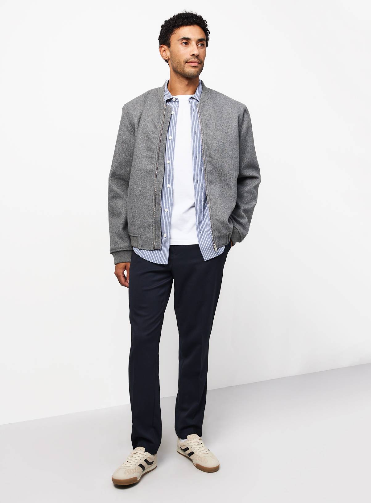 Navy Regular Fit Twill Trousers W42 L33 - Image 2