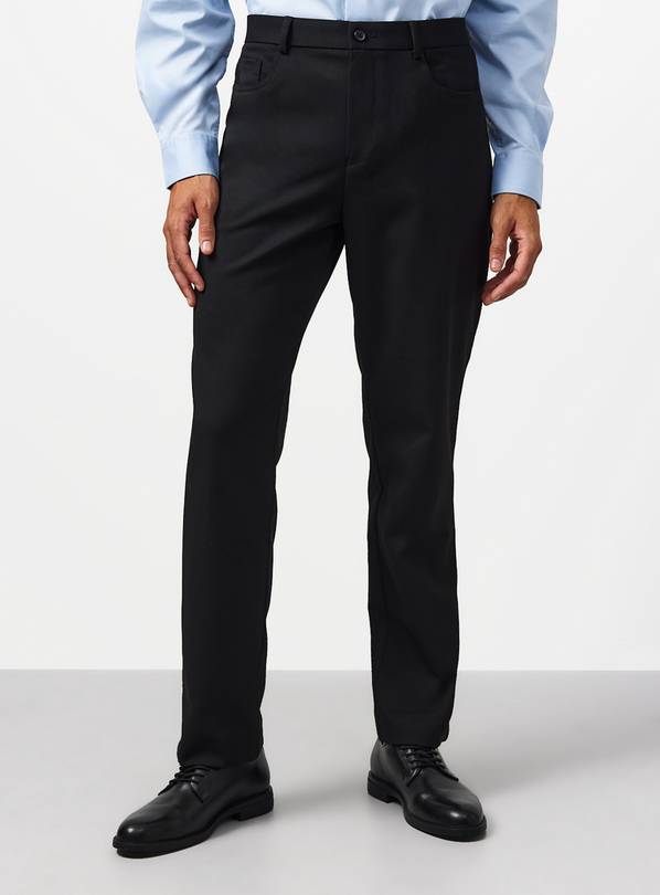 Black Regular Fit Smart Trousers W42 L29
