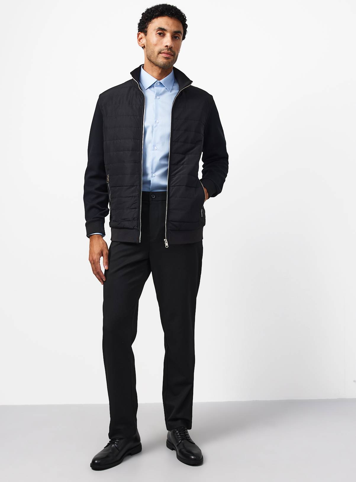 Black Regular Fit Smart Trousers W44 L29 - Image 2