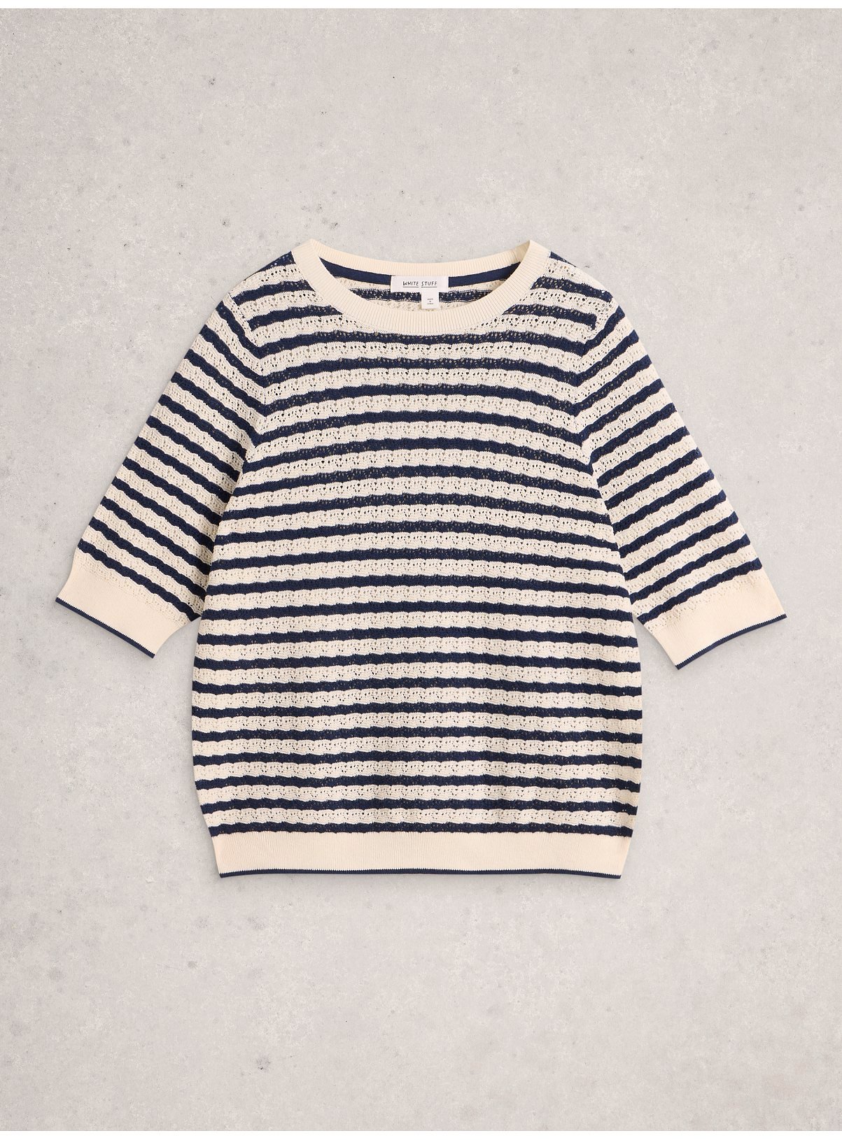WHITE STUFF Holly Pointelle T-Shirt 16 - Image 5 thumbnail
