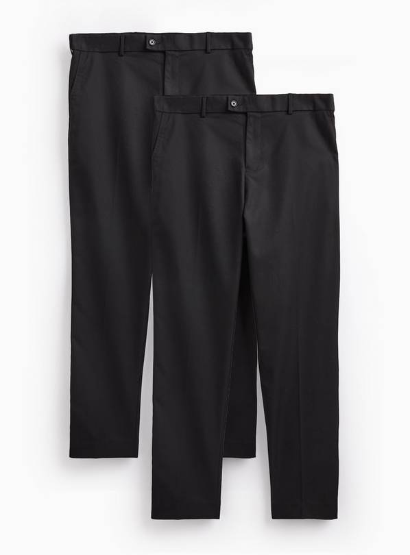 Black Regular Fit Trousers 2 Pack W40 L33