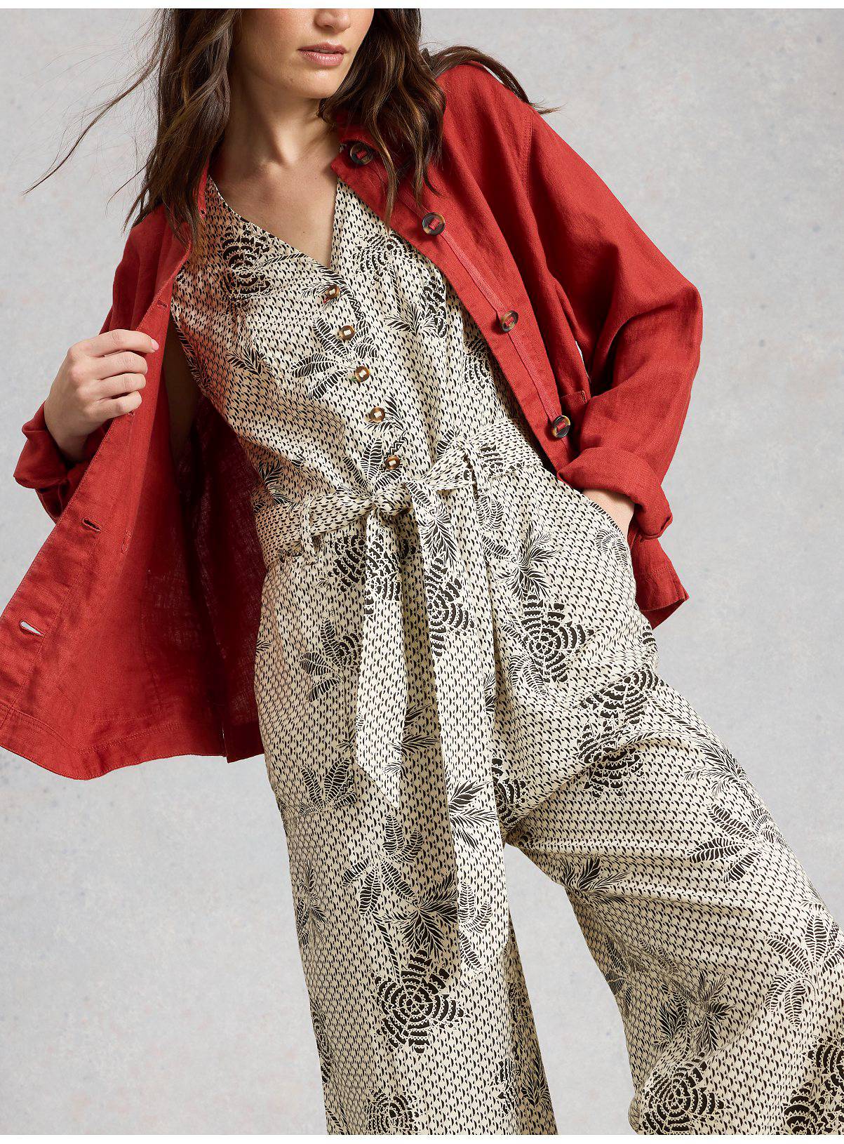 WHITE STUFF Betty Linen Blend Jumpsuit 16 - Image 3