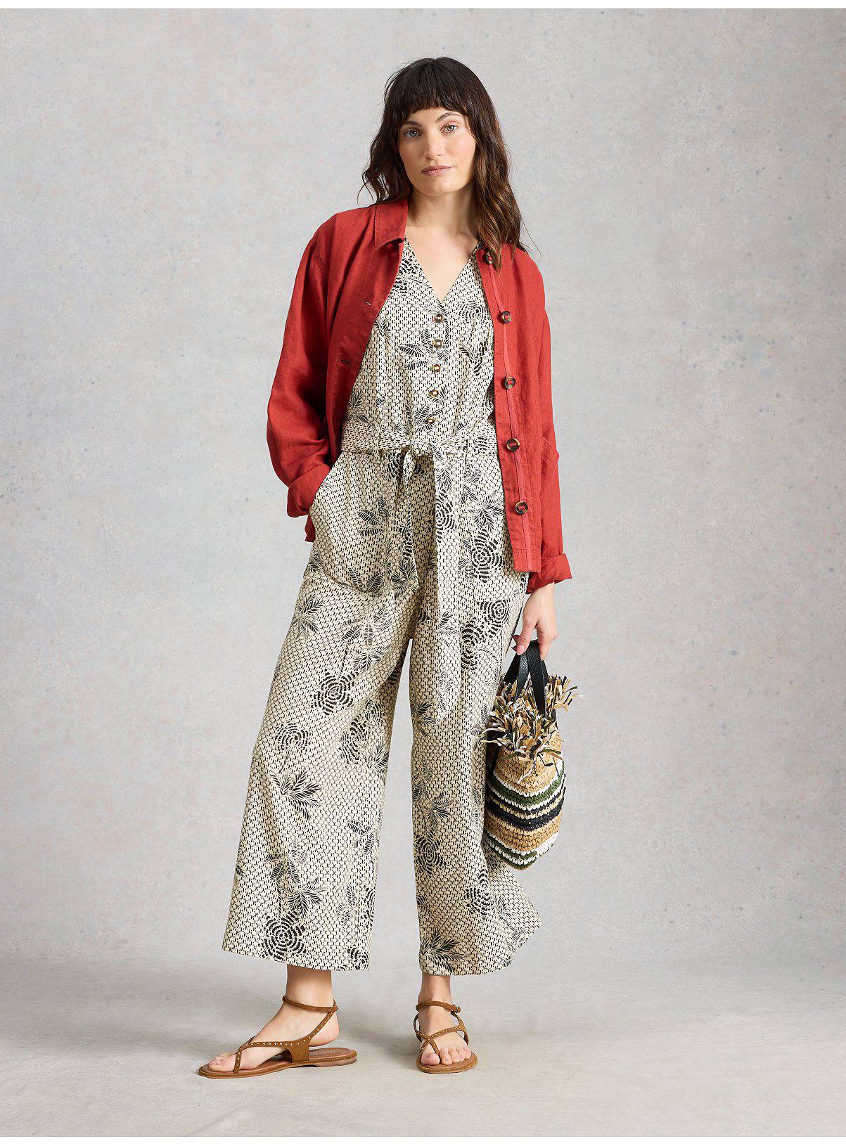 WHITE STUFF Betty Linen Blend Jumpsuit 16 - Image 4