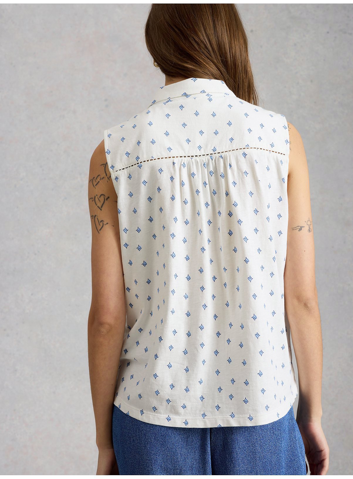 WHITE STUFF Amy Embroidered Sleeveless Shirt 8 - Image 2 thumbnail