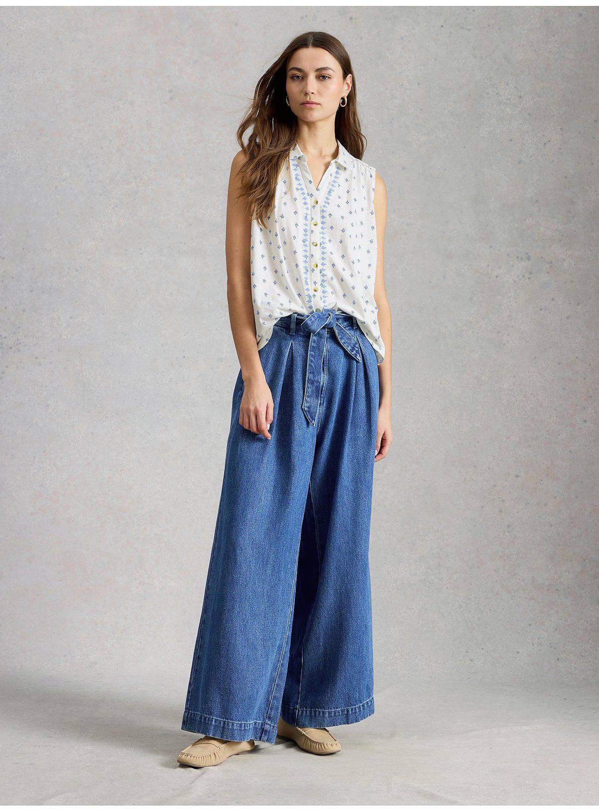 WHITE STUFF Amy Embroidered Sleeveless Shirt 8 - Image 4