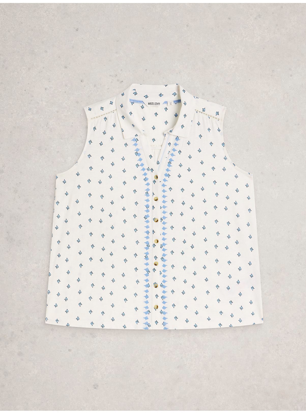 WHITE STUFF Amy Embroidered Sleeveless Shirt 8 - Image 5 thumbnail