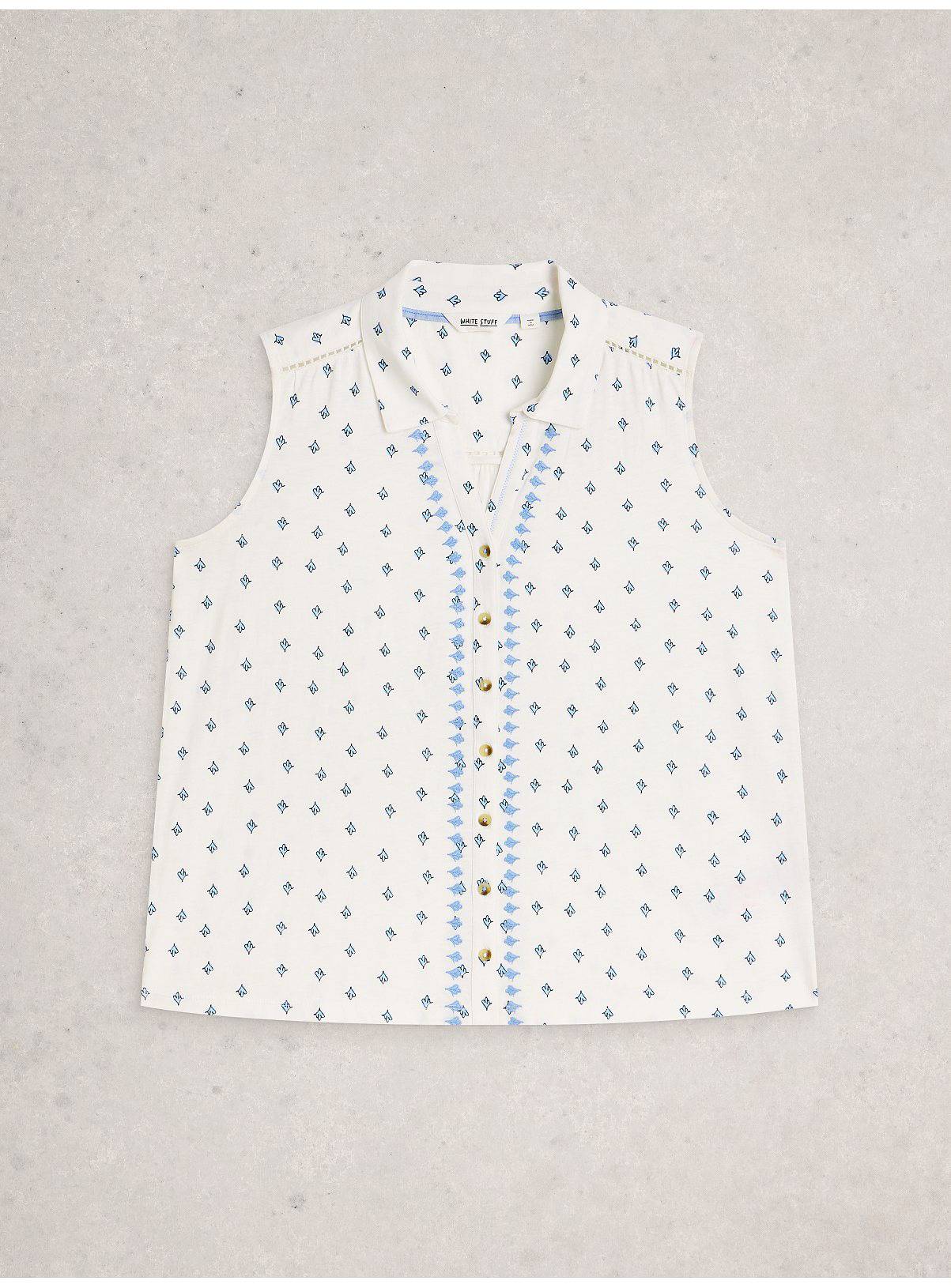 WHITE STUFF Amy Embroidered Sleeveless Shirt 8 - Image 5