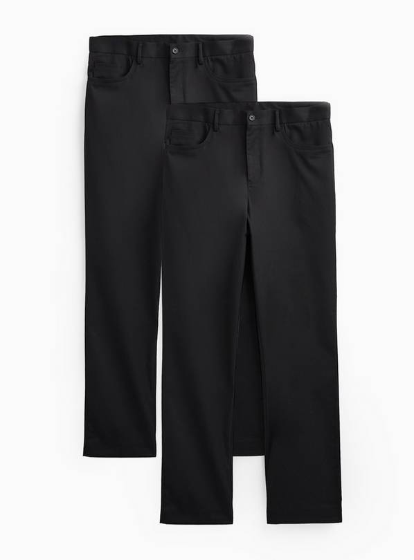 Black Regular Fit Trousers with Teflon 2 Pack W38 L31