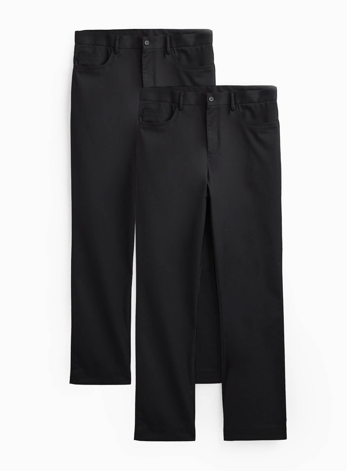 Black Regular Fit Trousers with Teflon 2 Pack W40 L35 - Image 1