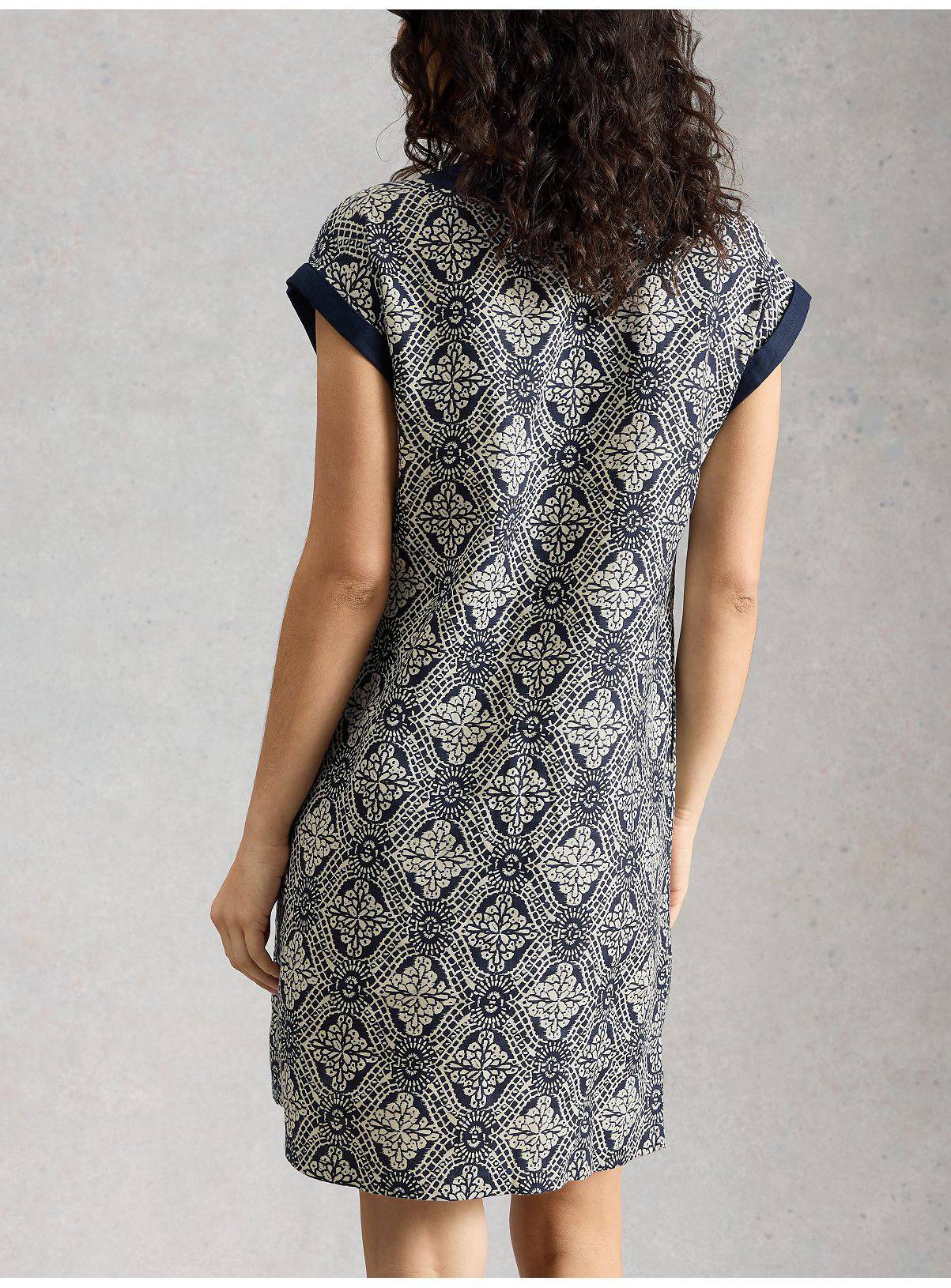 WHITE STUFF Jilly Linen Dress Navy 10 - Image 2