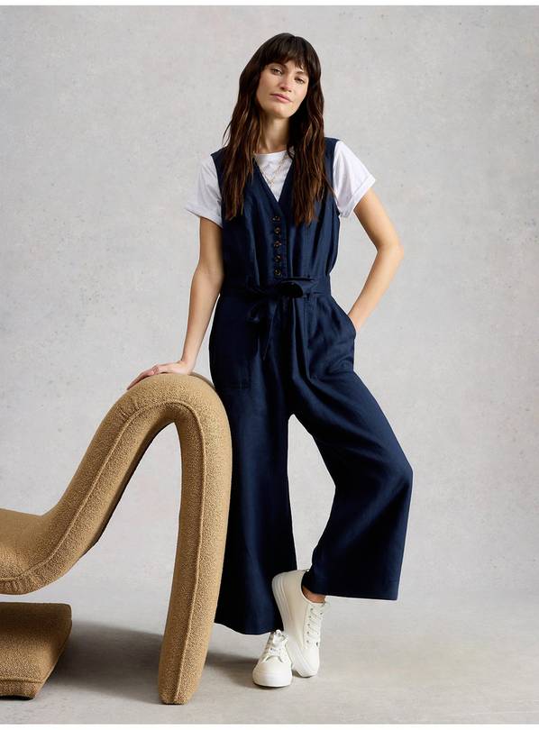 WHITE STUFF Betty Linen Jumpsuit 16