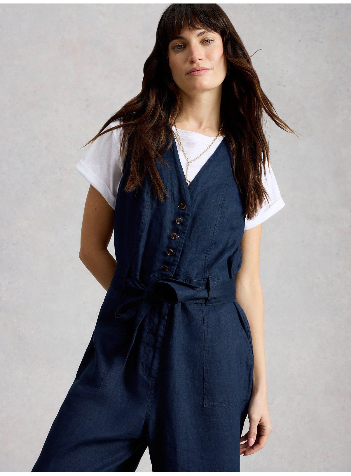 WHITE STUFF Betty Linen Jumpsuit 18 - Image 3 thumbnail