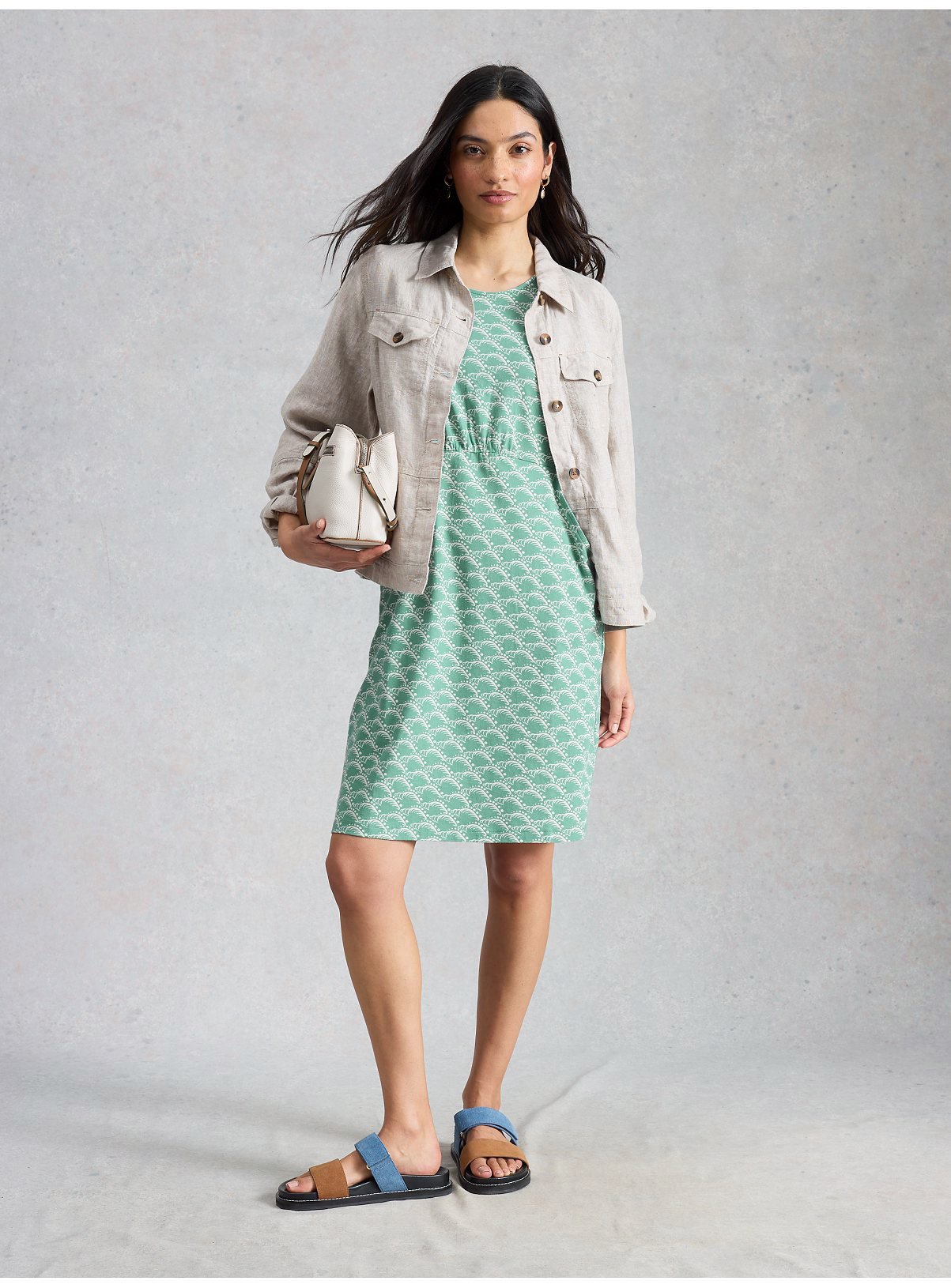 WHITE STUFF Olivia Jersey Dress Teal 12 - Image 3 thumbnail