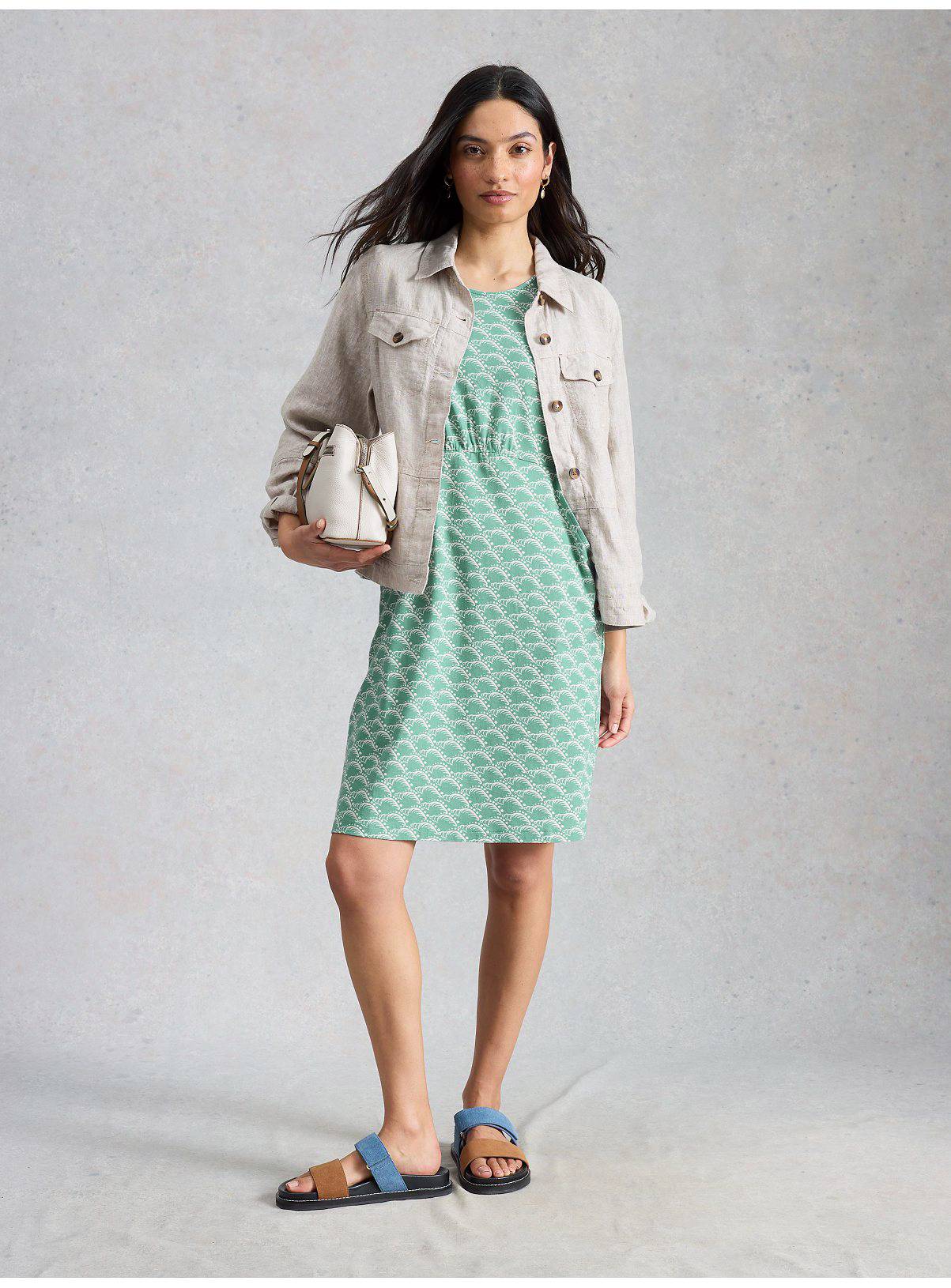 WHITE STUFF Olivia Jersey Dress Teal 12 - Image 3