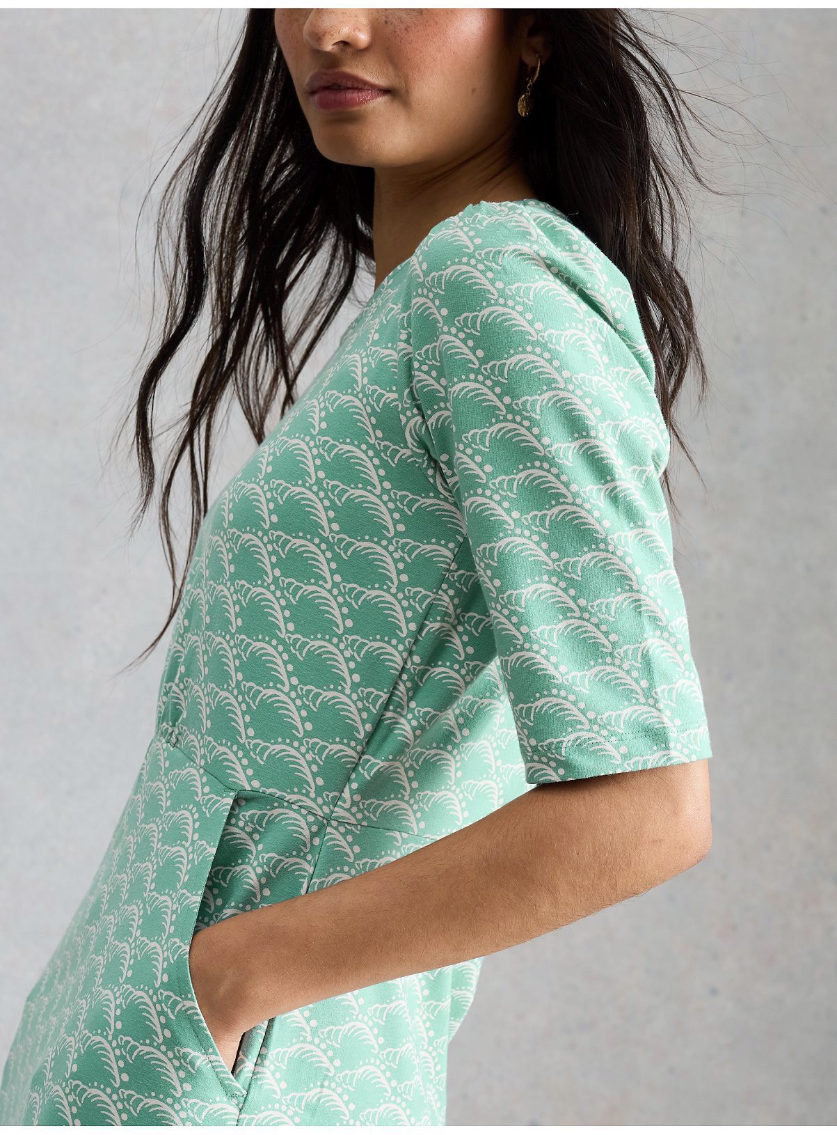 WHITE STUFF Olivia Jersey Dress Teal 12 - Image 4 thumbnail