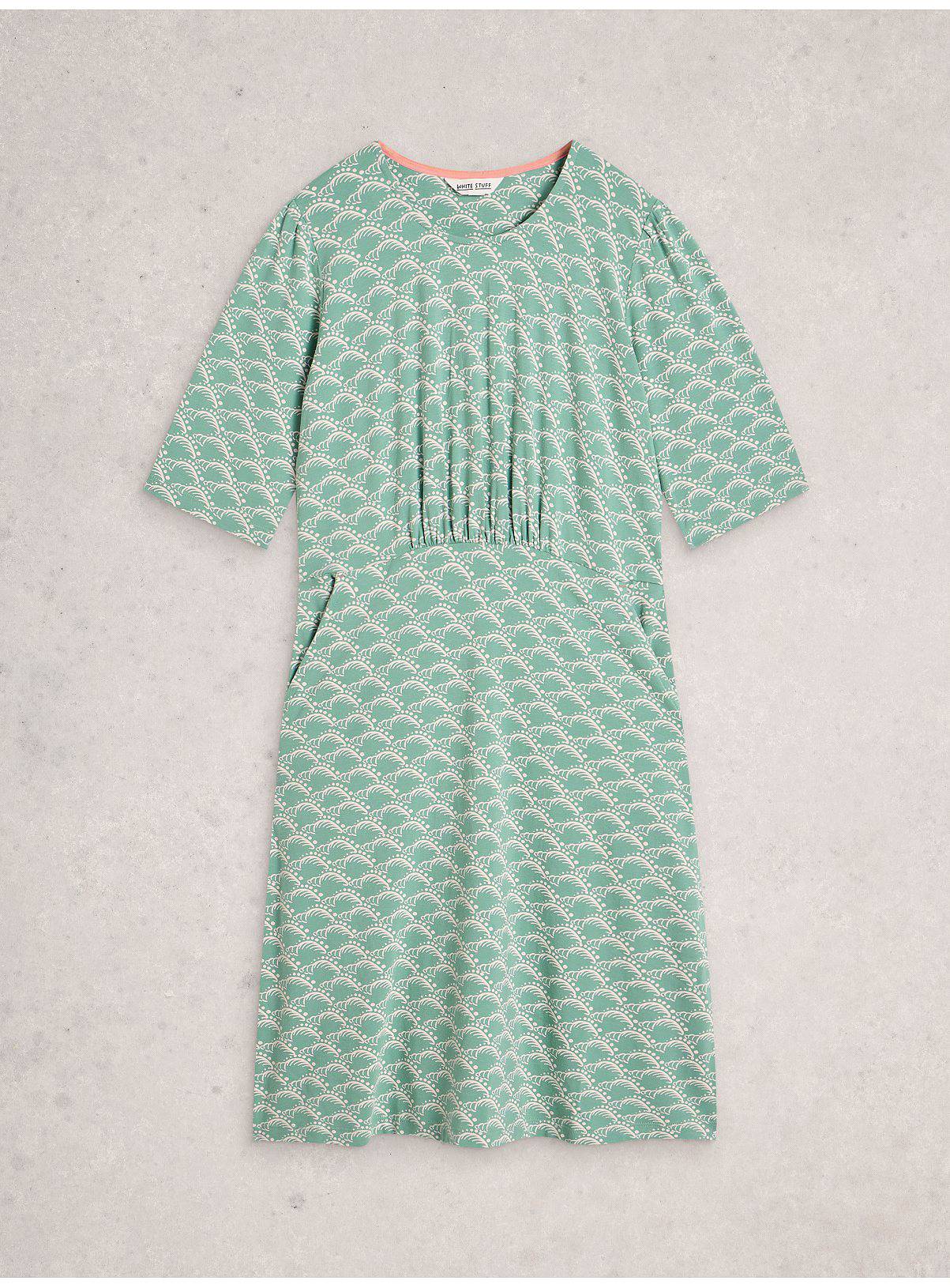WHITE STUFF Olivia Jersey Dress Teal 12 - Image 5