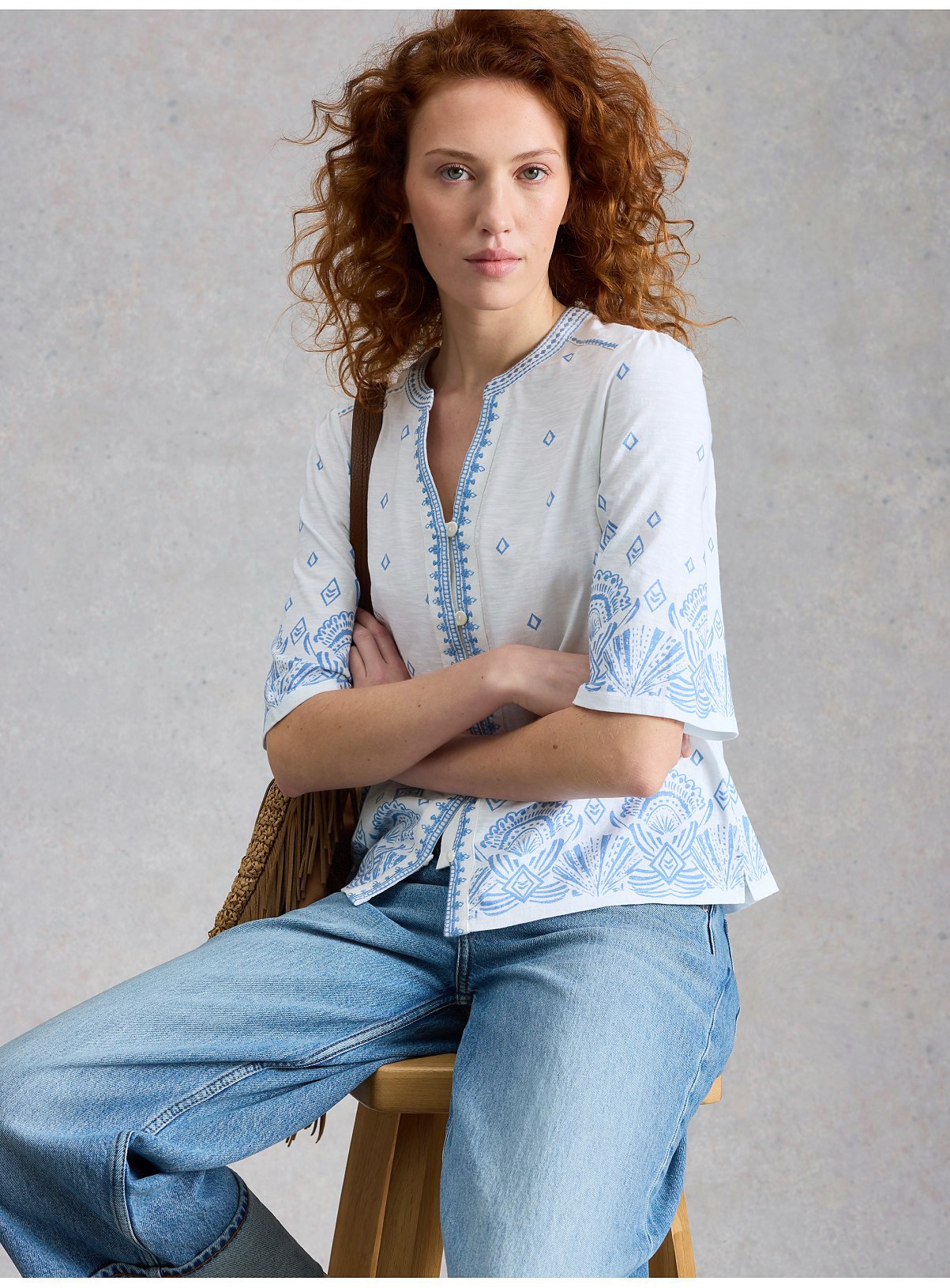 WHITE STUFF Lizzie Border Embroidered Top 12 - Image 3 thumbnail