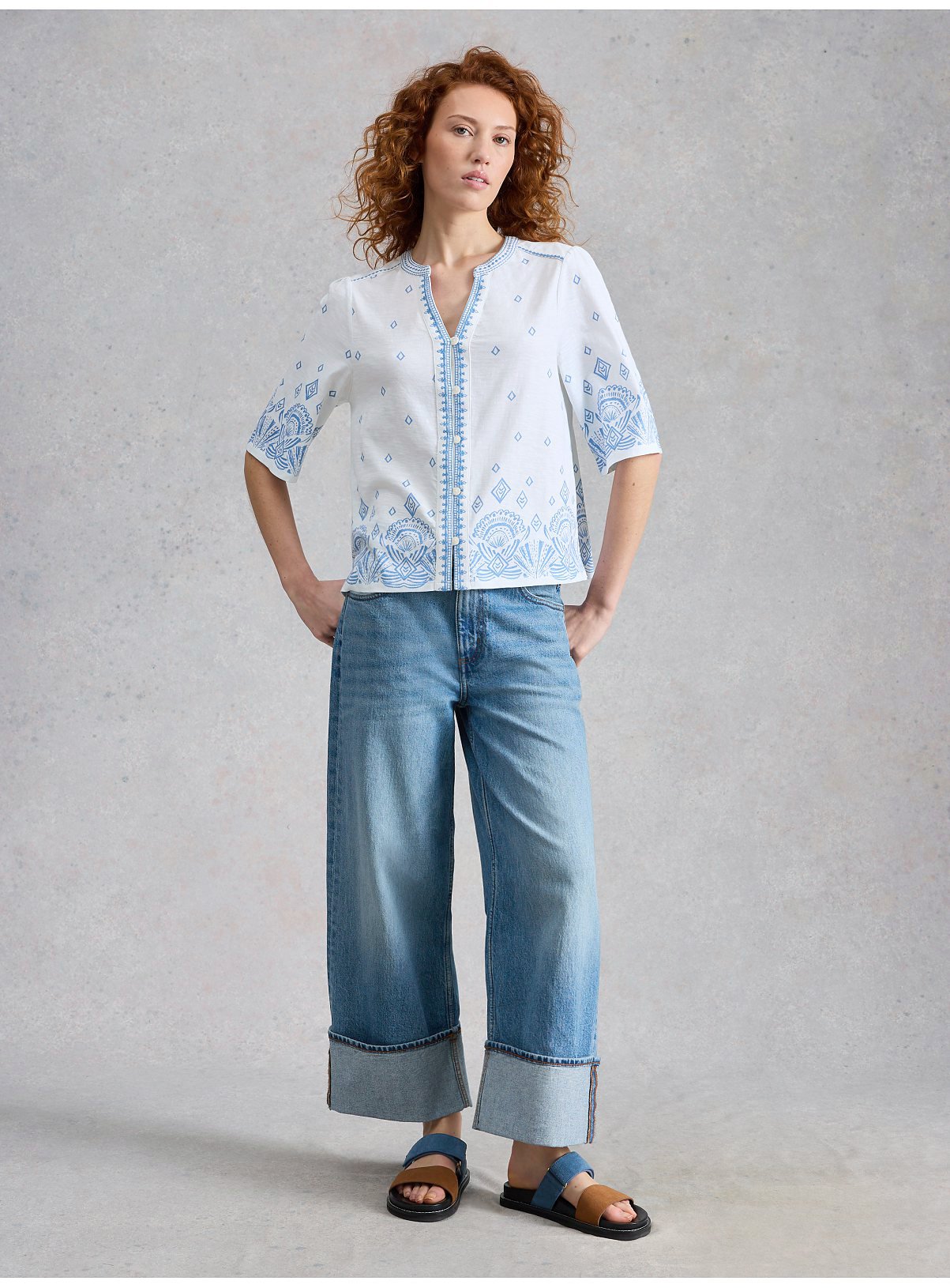 WHITE STUFF Lizzie Border Embroidered Top 12 - Image 4 thumbnail
