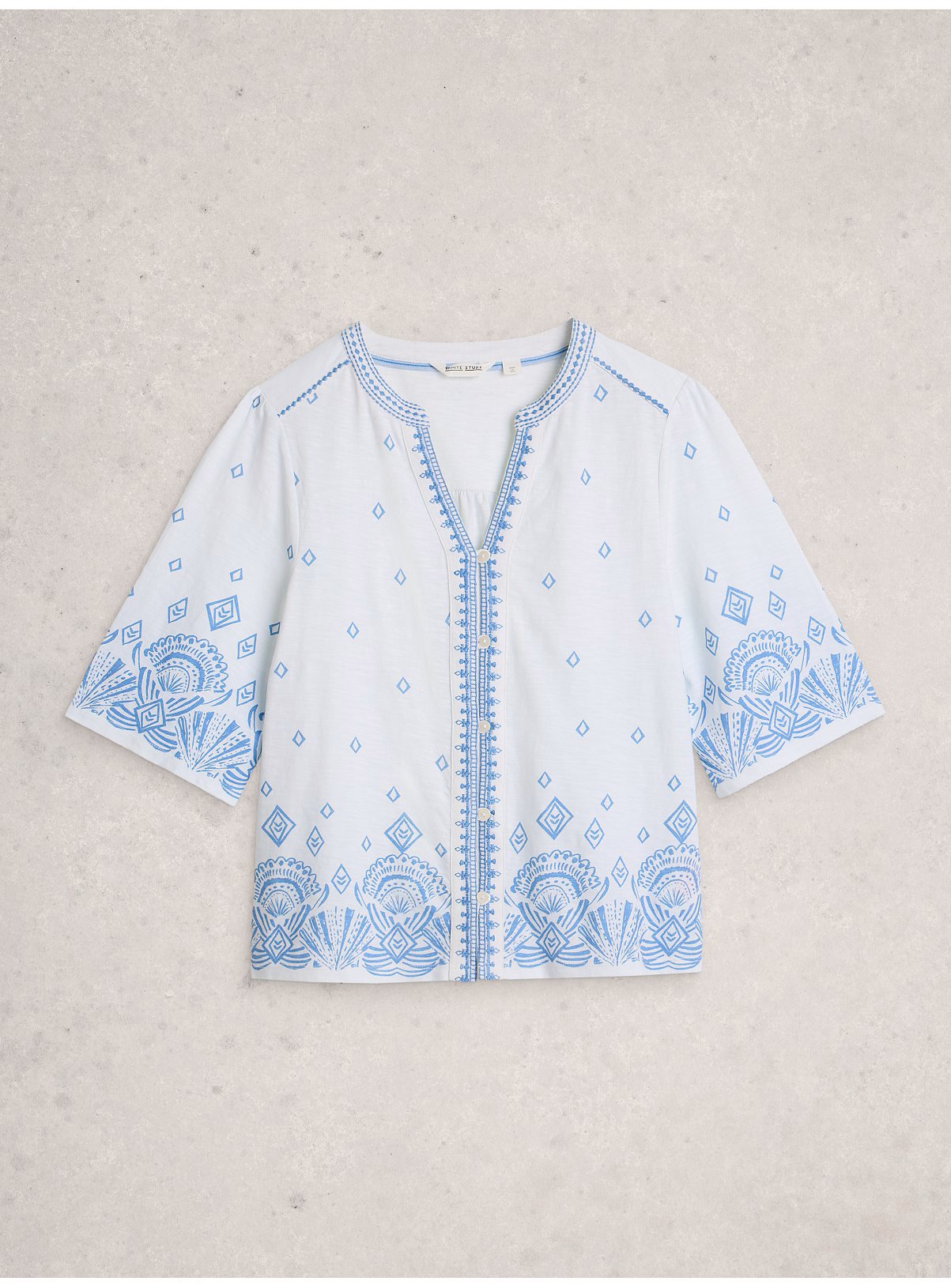 WHITE STUFF Lizzie Border Embroidered Top 12 - Image 5 thumbnail