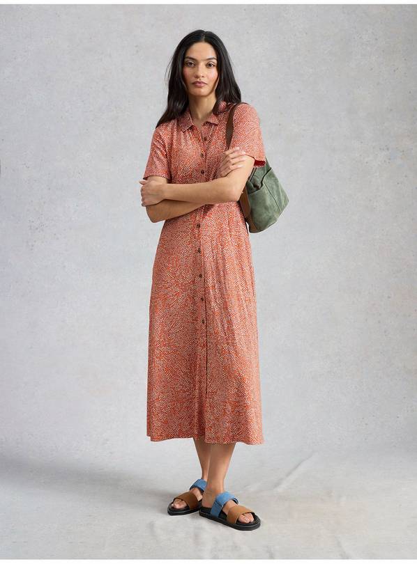 WHITE STUFF Rua Jersey Shirt Dress Red 16