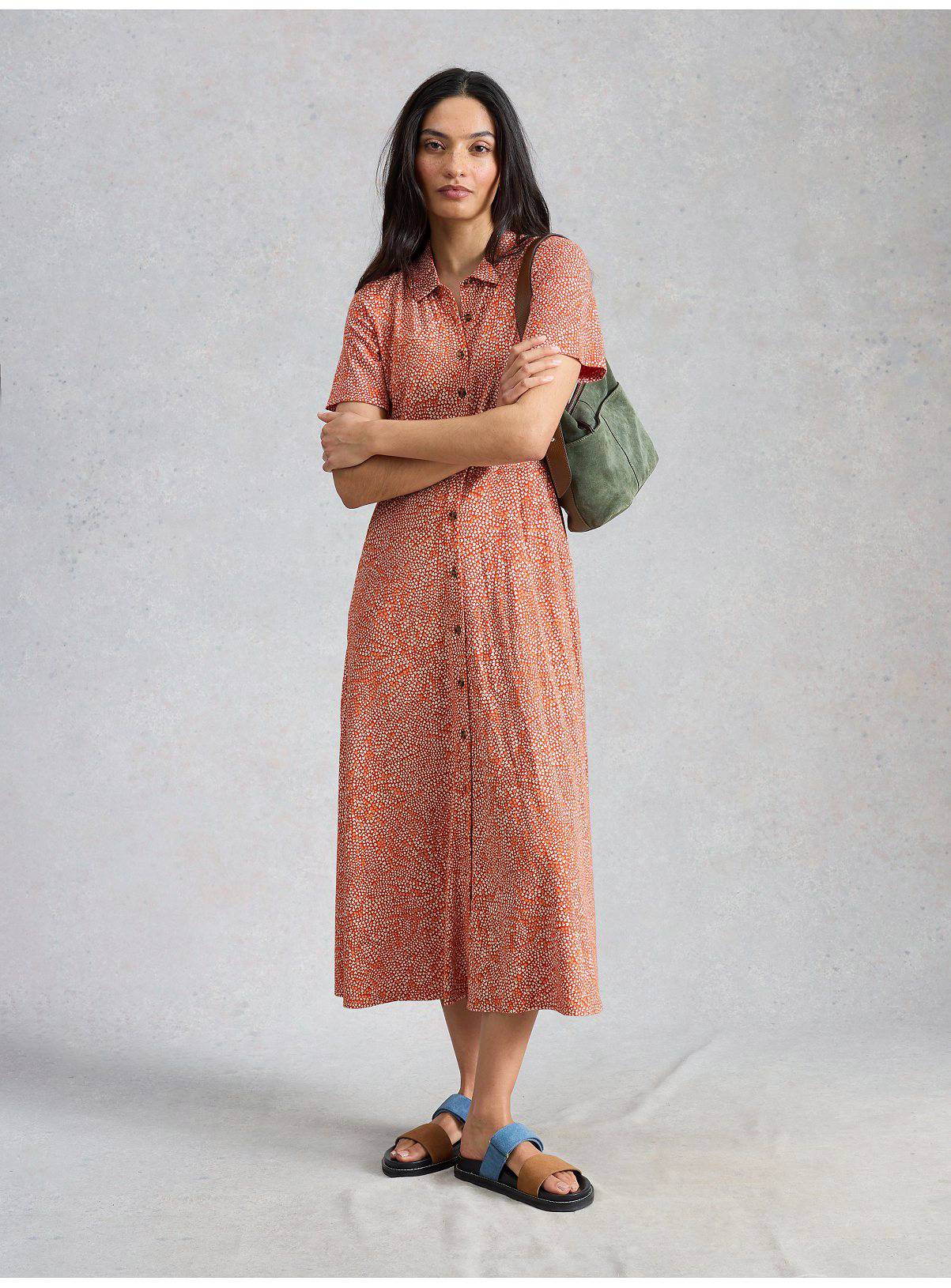 WHITE STUFF Rua Jersey Shirt Dress Red 16 - Image 1