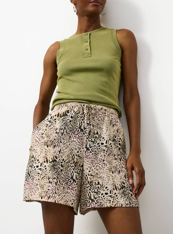Beige Animal Print Shorts 18
