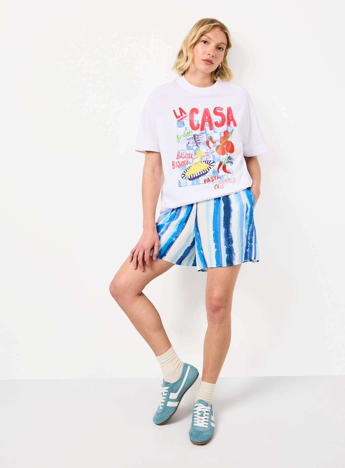 Blue Stripe Print Shorts 16 - Image 2
