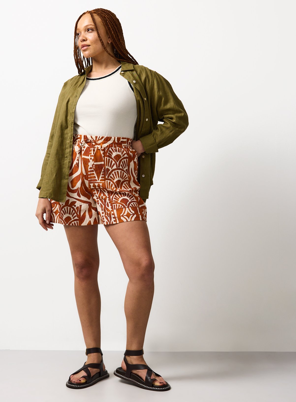 Orange Scarf Print Shorts 16 - Image 1 thumbnail