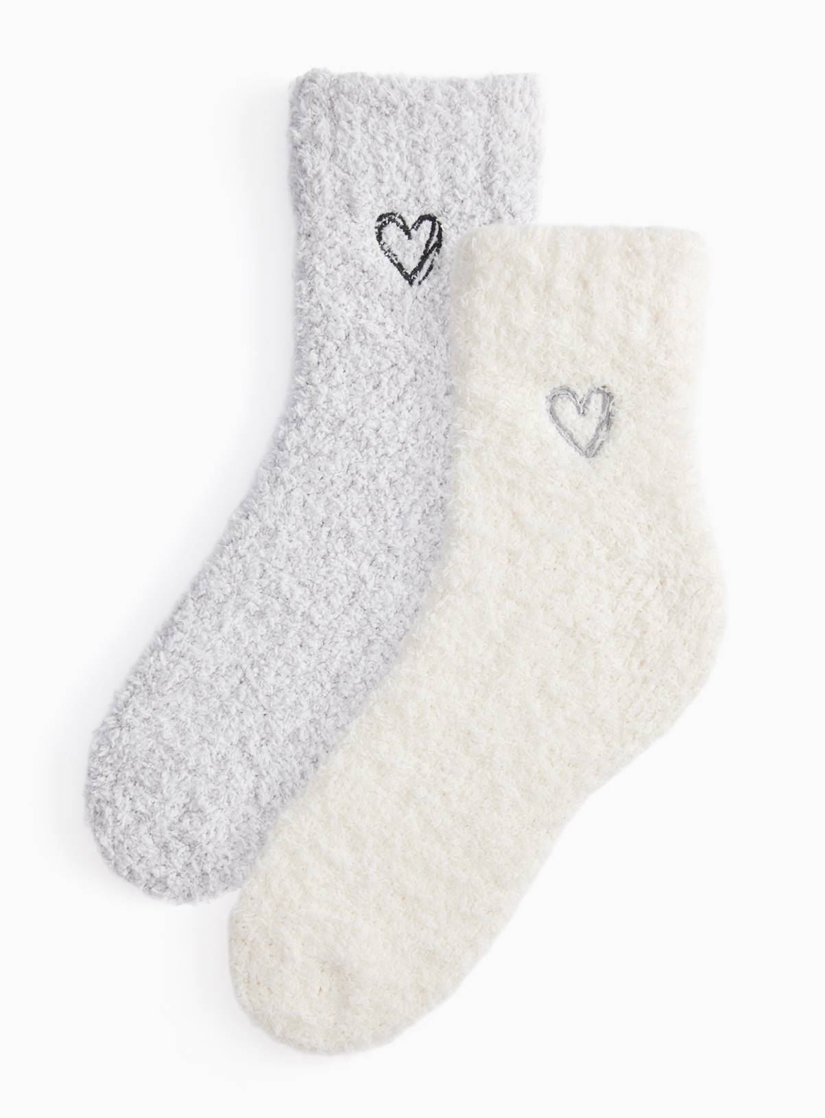 Neutral Cosy Cropped Heart Ankle Socks 2 Pack 4-8 - Image 1