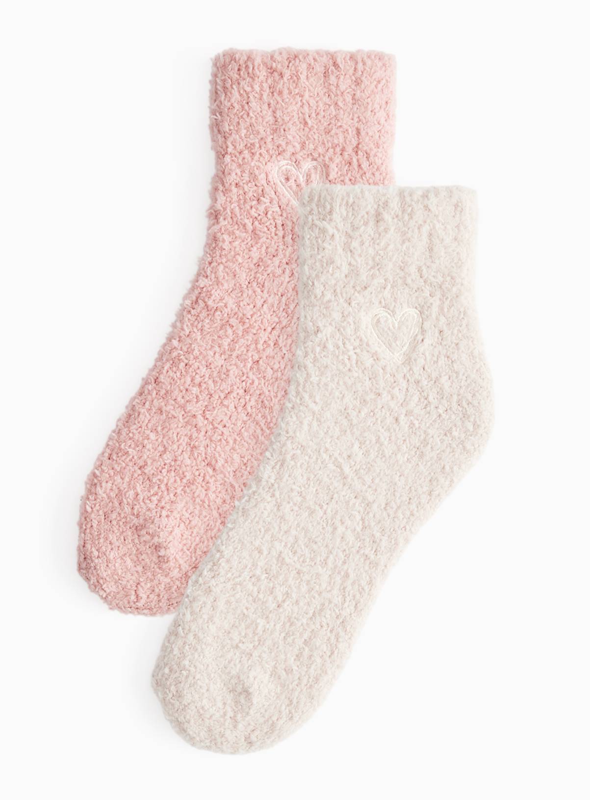 Cropped Heart Embroidered Cosy Ankle Socks 2 Pack 4-8 - Image 1