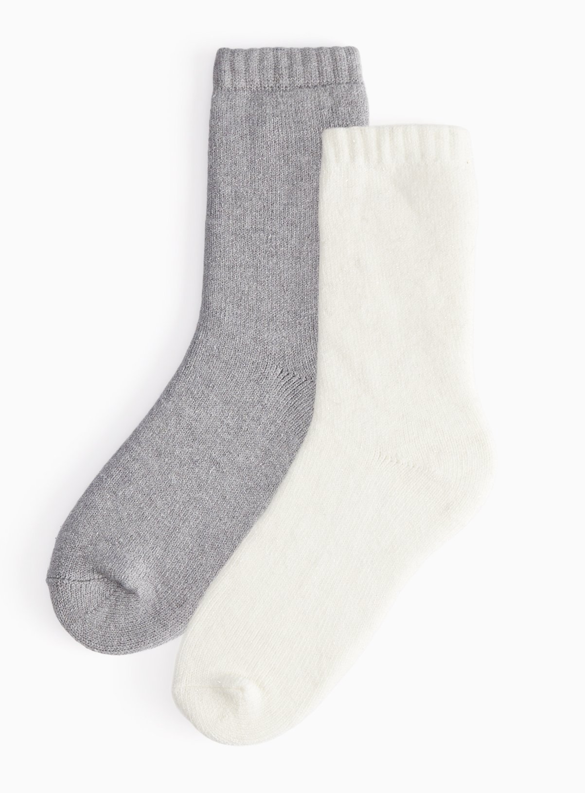 Grey & Cream Cosy Supersoft Sparkle Socks 2 Pack 4-8 - Image 1 thumbnail