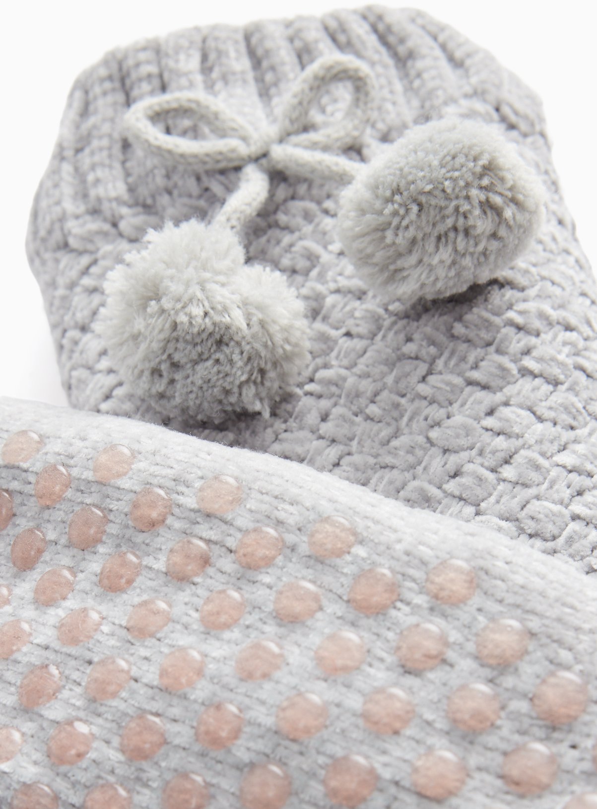 Grey Cosy Chunky Cable Slipper Socks 4-8 - Image 2 thumbnail