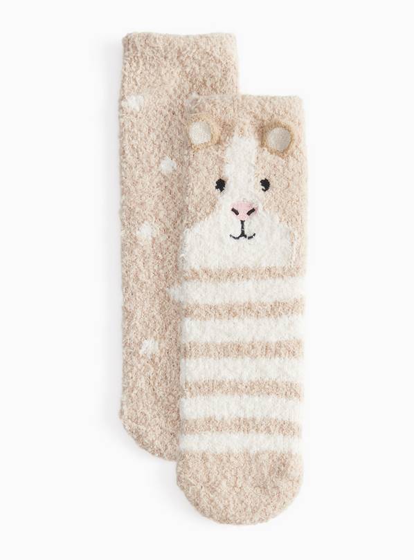 Neutral Guinea Pig Fluffy Polkadot Socks 2 Pack 12.5-3.5