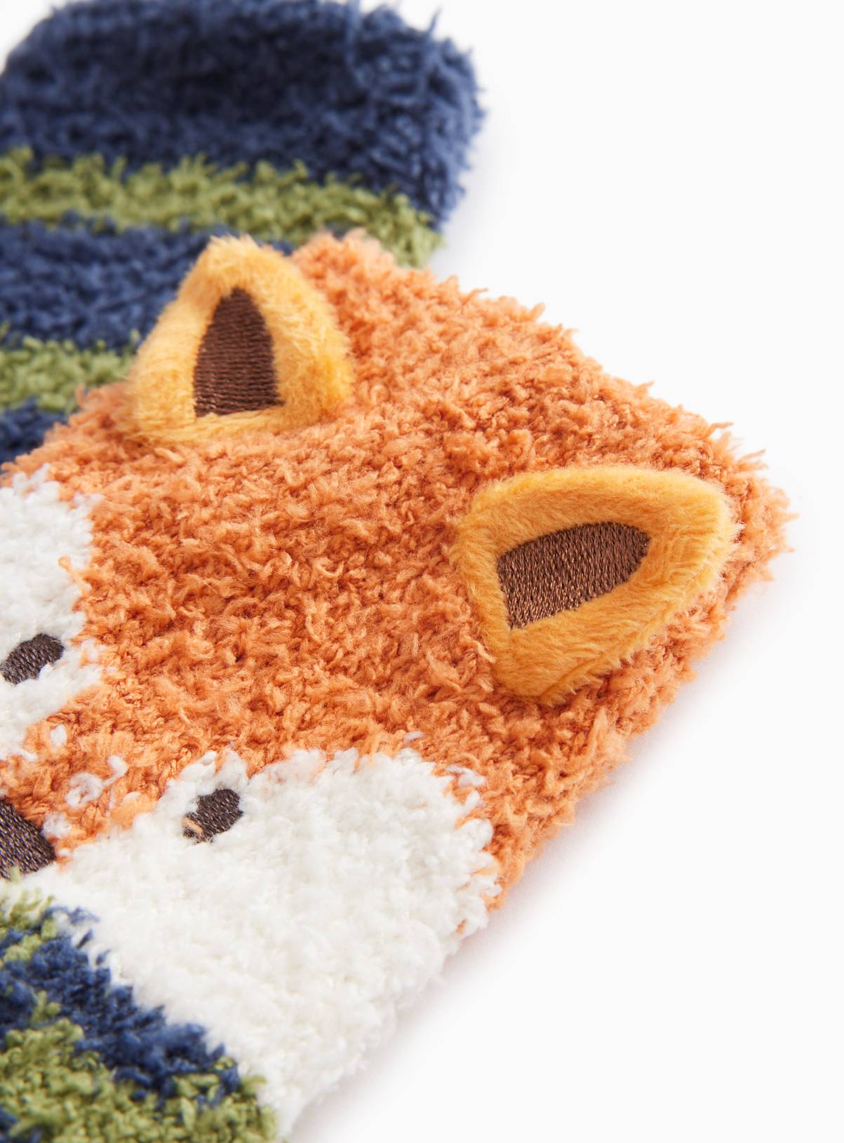 Green, Navy & Brown Fox & Stripe Socks 2 Pack 3-5.5 Infant - Image 2