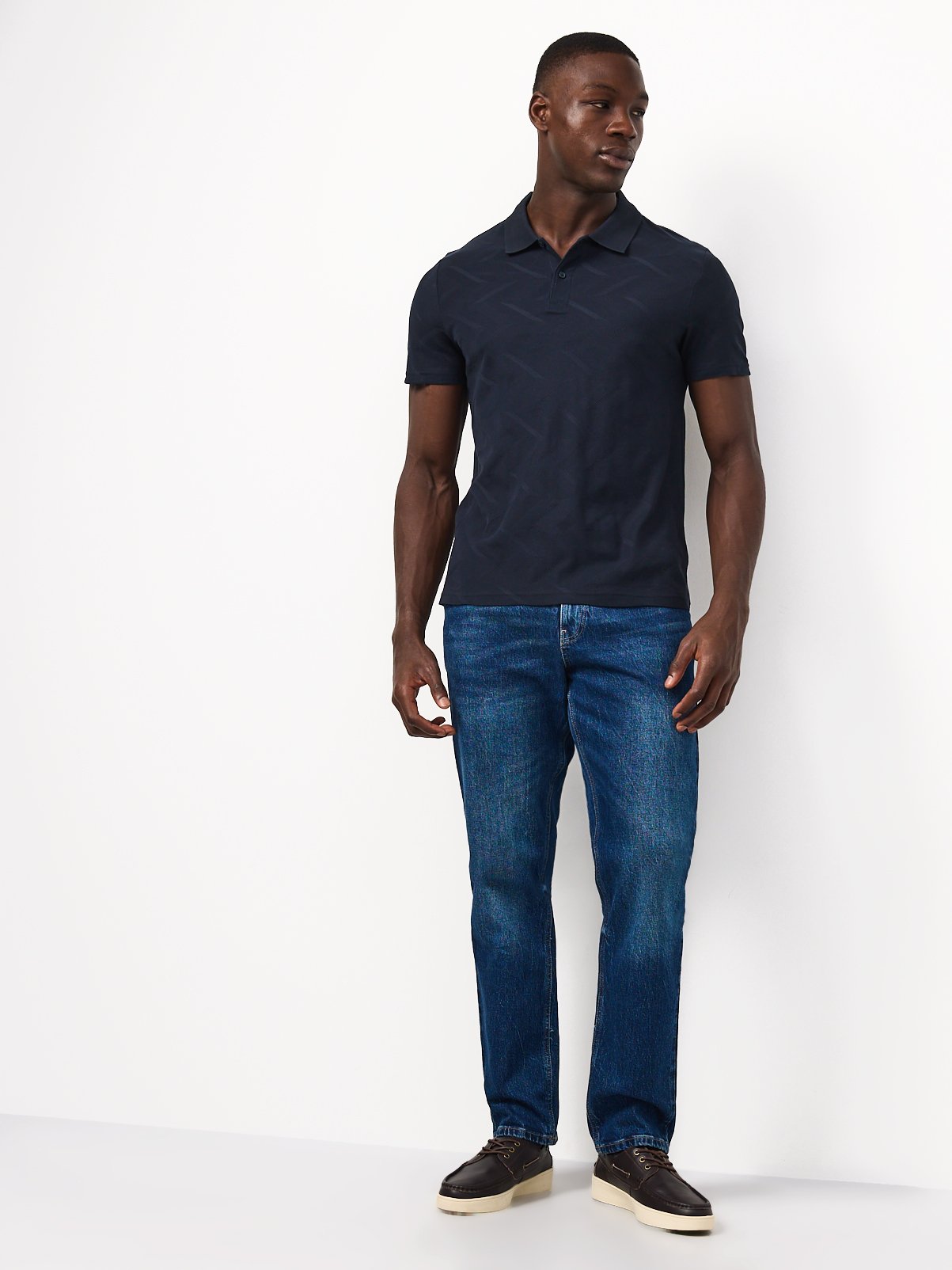 Navy Patterned Polo Shirt XXXL - Image 2 thumbnail