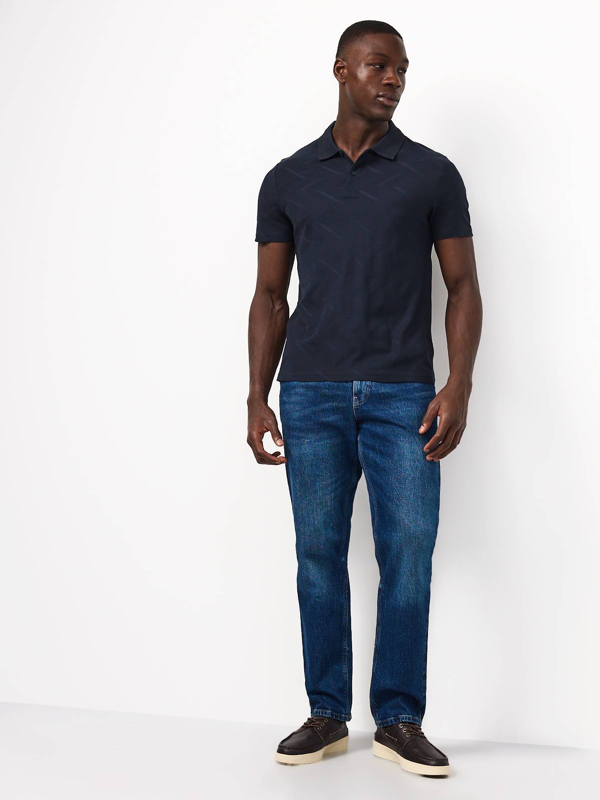 Navy Patterned Polo Shirt XXXL - Image 2