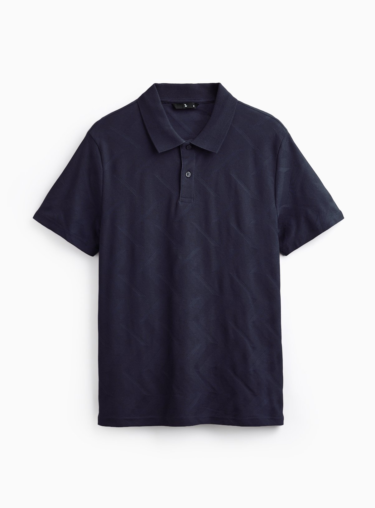 Navy Patterned Polo Shirt XXXL - Image 3 thumbnail