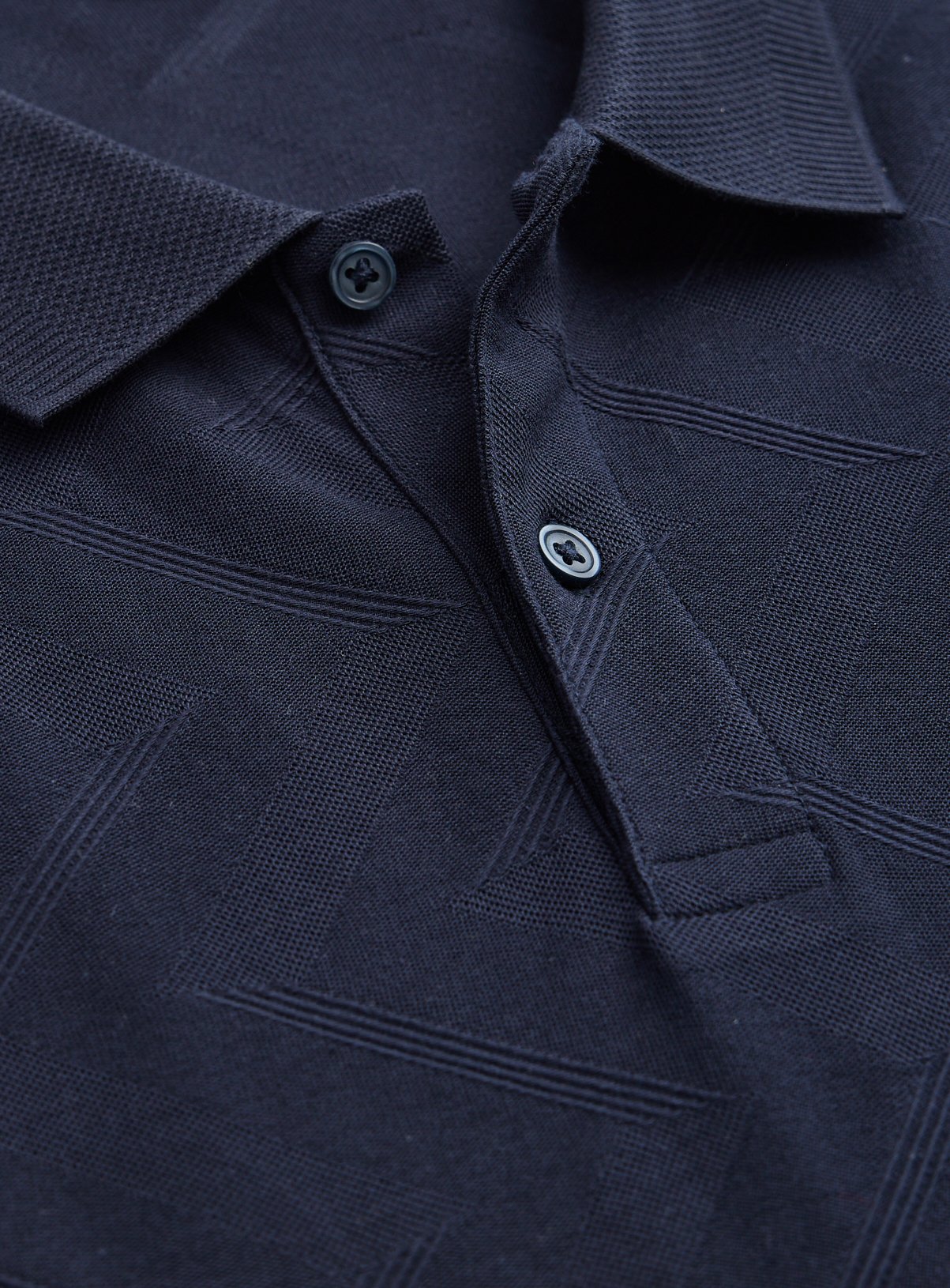 Navy Patterned Polo Shirt XXXL - Image 4 thumbnail