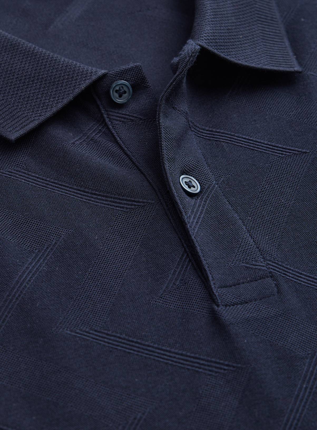Navy Patterned Polo Shirt XXXL - Image 4
