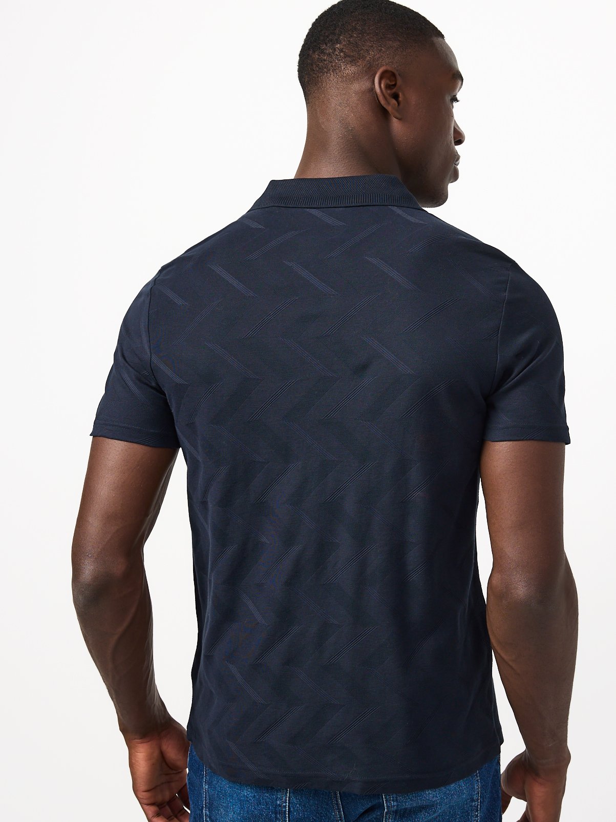 Navy Patterned Polo Shirt XXXL - Image 5 thumbnail