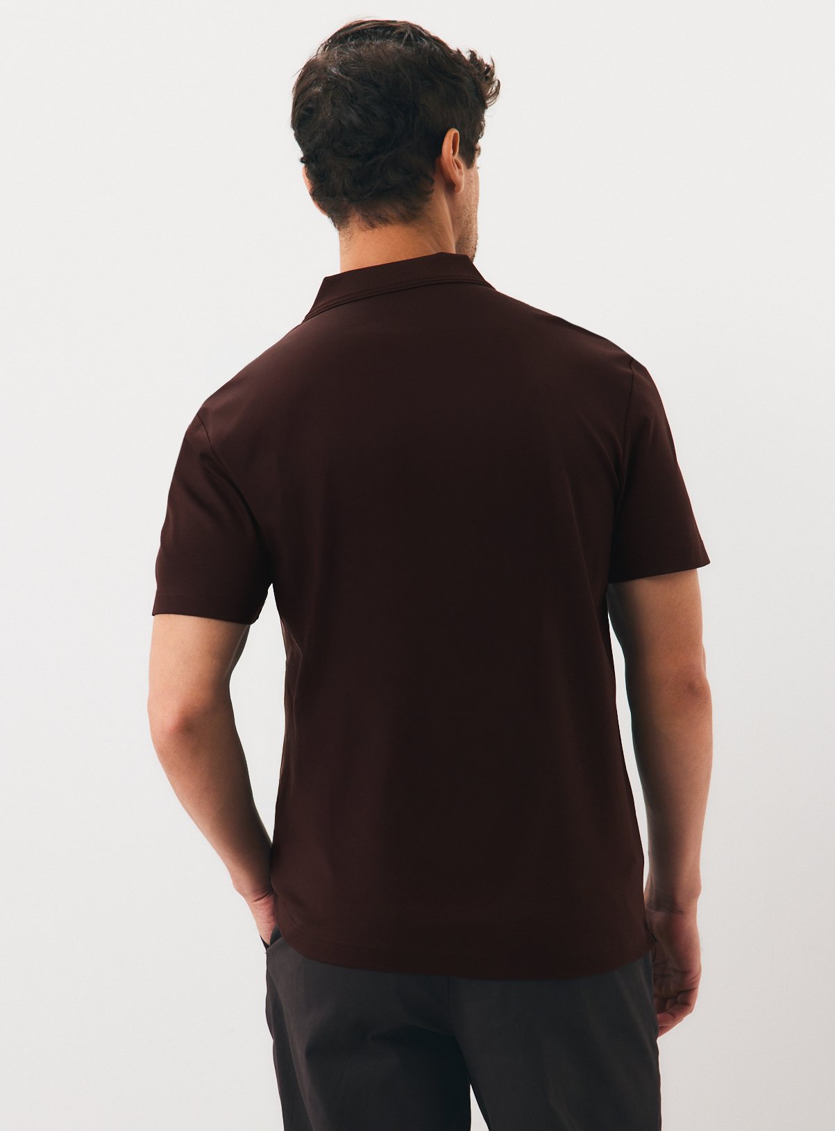 Brown Supima Cotton Polo Shirt XXL - Image 5 thumbnail