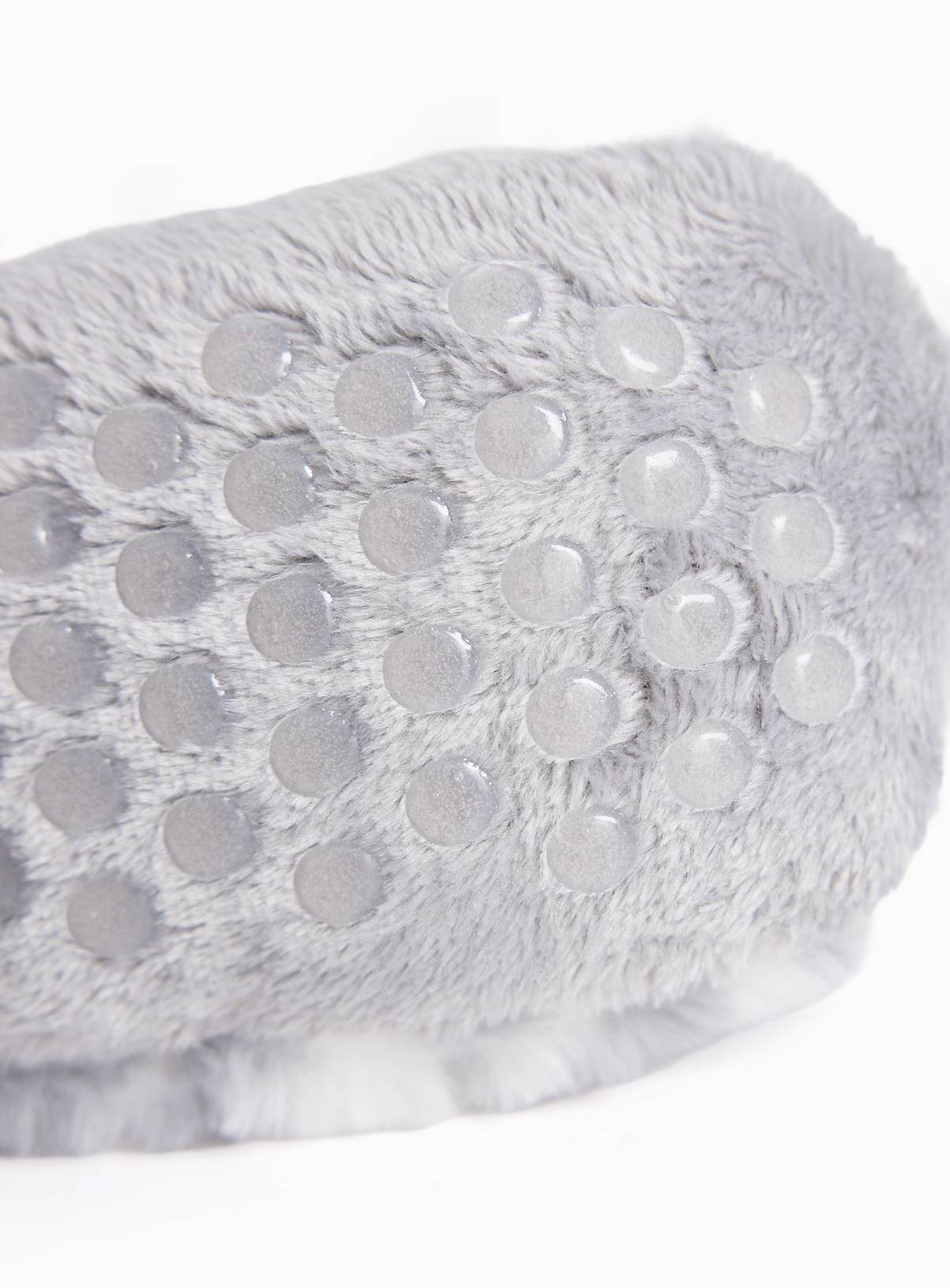 Grey Snow Leopard Sherpa Footsie Slippers 3-5.5 Infant - Image 3
