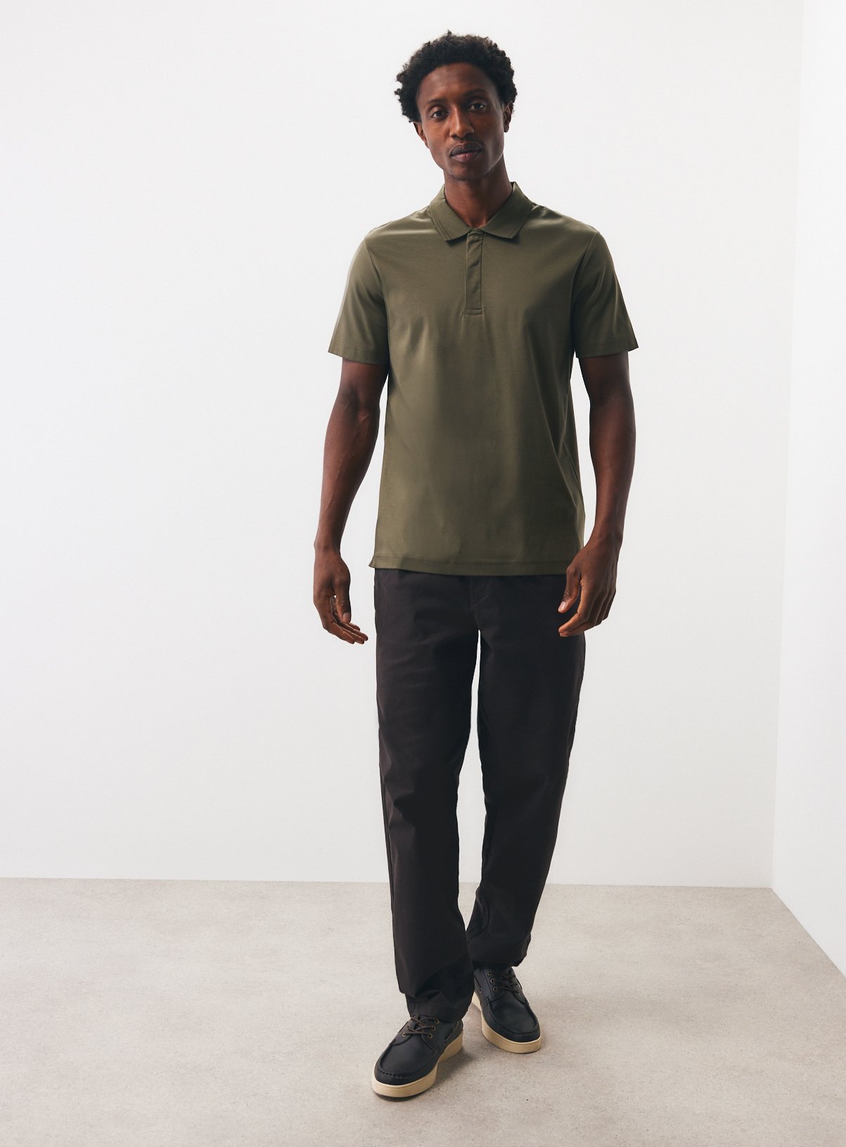 Khaki Pure Supima Cotton Polo Shirt M - Image 2 thumbnail